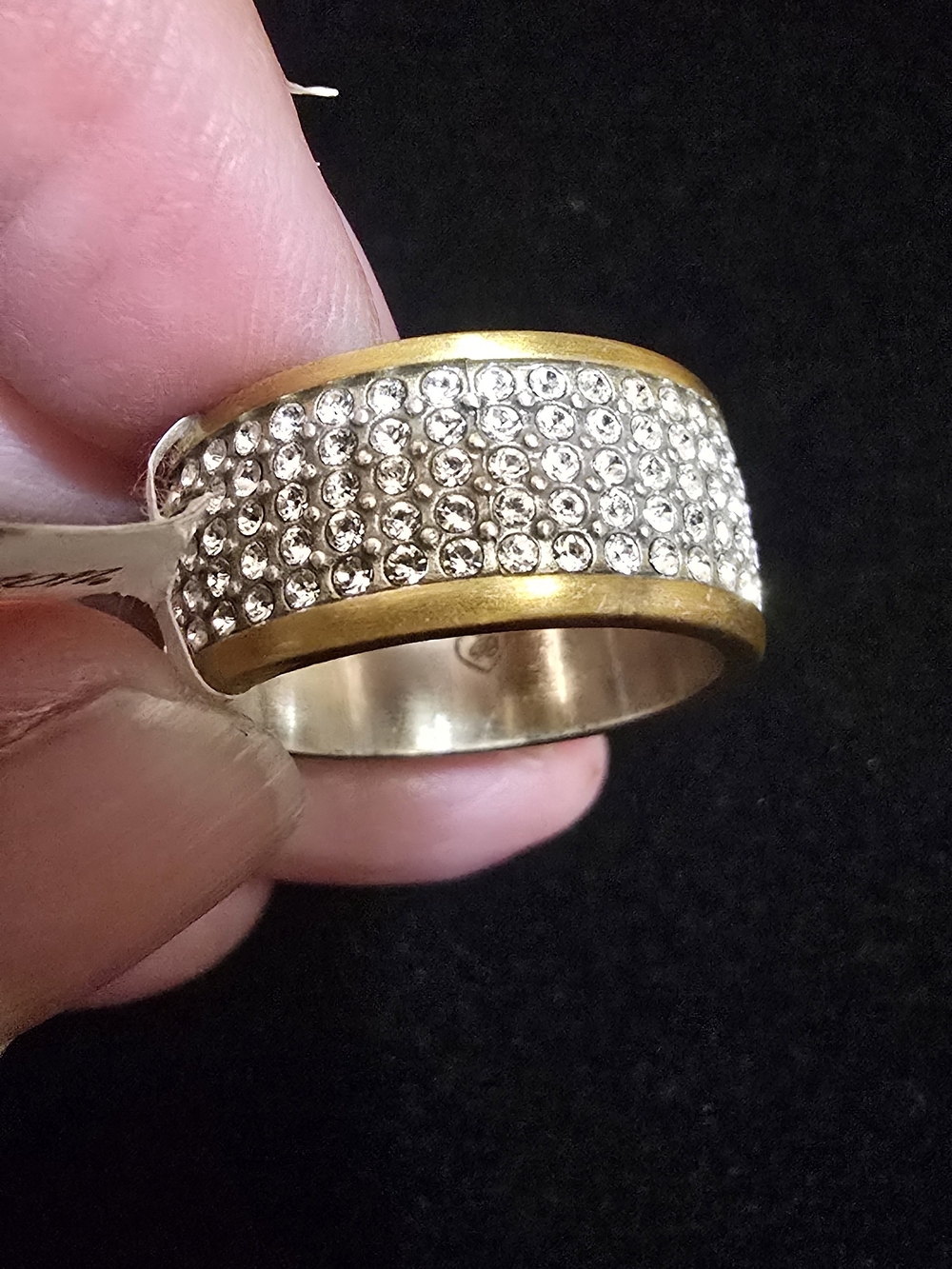 Brighton Gold-Tone Wide Pave Crystal Band Ring NWT